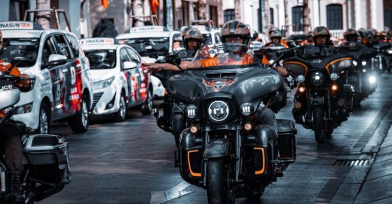 Motorbike Taxis - Motorcycle Rally Rolling through the City